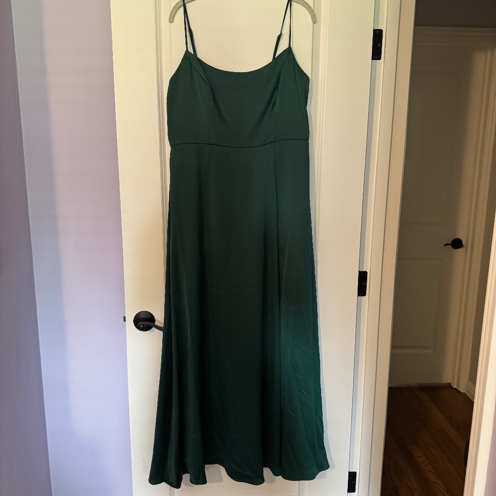Crepe-Back Satin Spaghetti Strap Dress